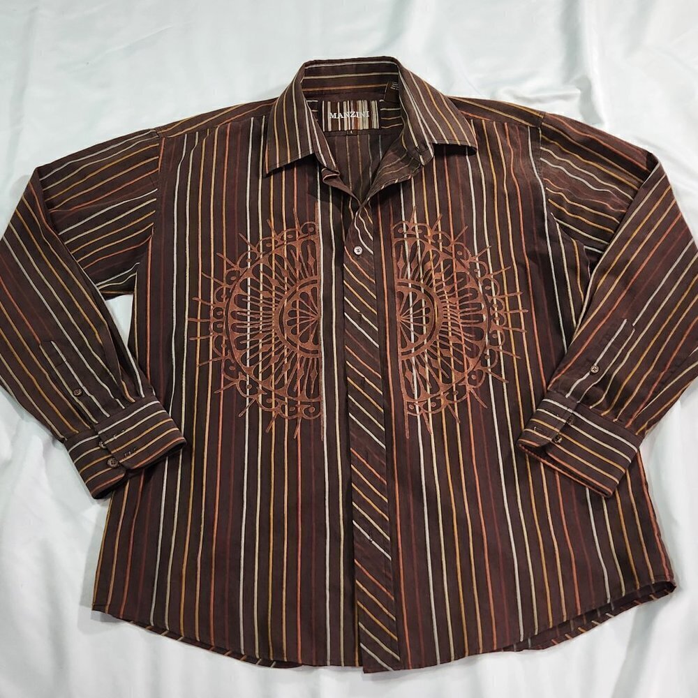 Manzini Button Down Western/Aztec Style Shirt